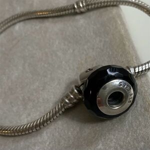 Pandora Black Murano Glass Bead Charm 925 Sterling Silver for European Bracelets